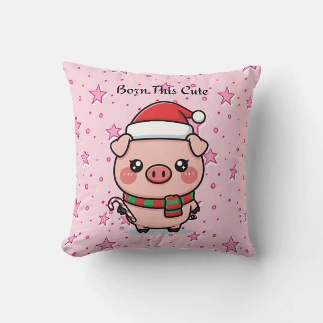 Born This Cute | Adorable Mini Pig Decorative Pill Cushion (Front)