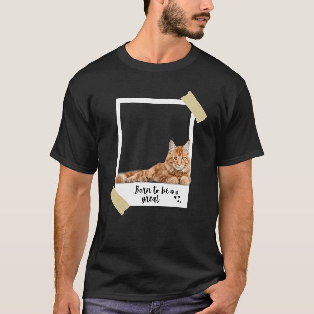 Born This Great Cute Orange Maine Coon Cat And Kit T-Shirt (Front)