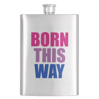 Born This Way Bisexual Bi Pride LGBTQ Hip Flask