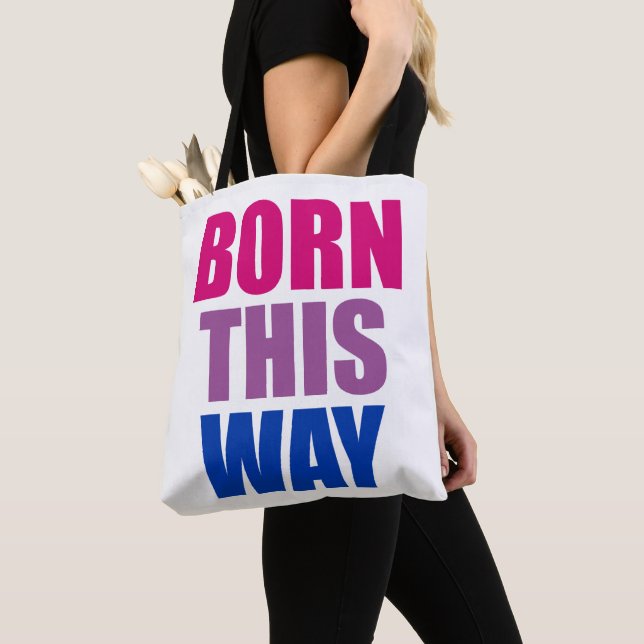 Born This Way Bisexual Bi Pride LGBTQ Tote Bag (Close Up)