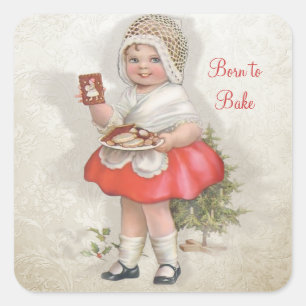 Born To Bake Girl Square Sticker