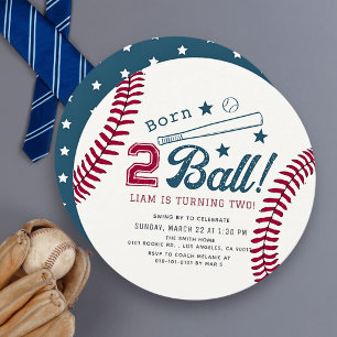 Born to Ball Baseball Boy 2nd Birthday Invitation