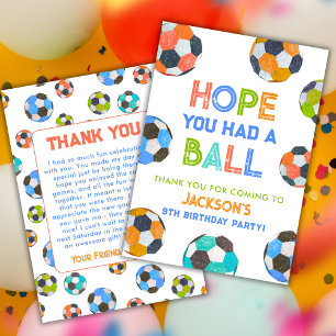 Born to Ball Soccer Birthday Party Thank You Card