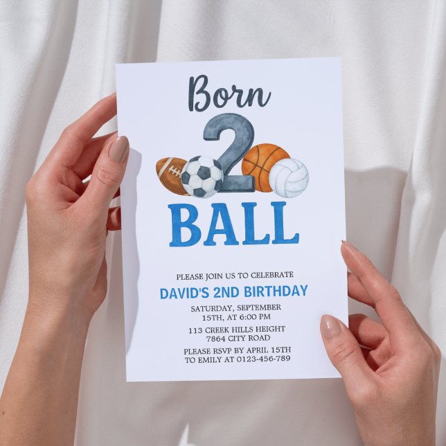 Born To Ball Sports Second Birthday  Invitation (Creator Uploaded)