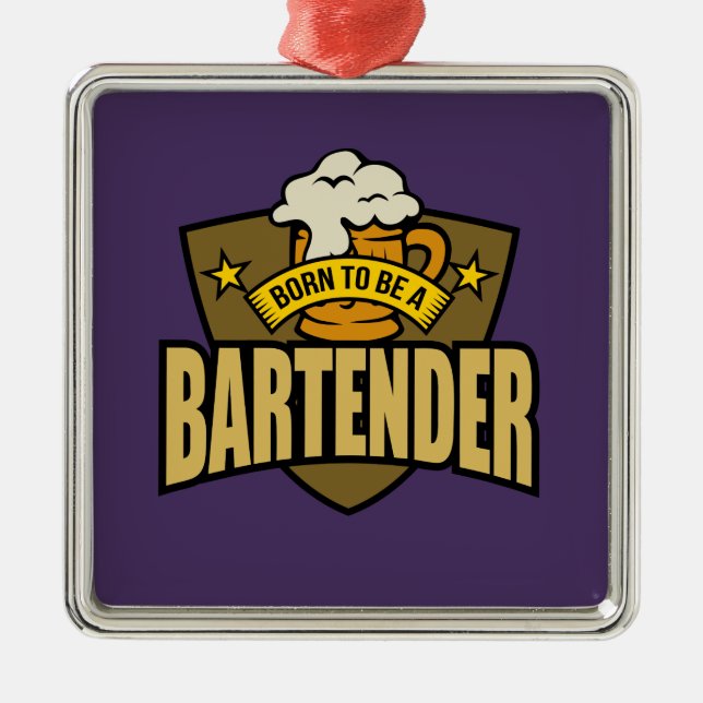 Born To be A Bartender Metal Tree Decoration (Front)