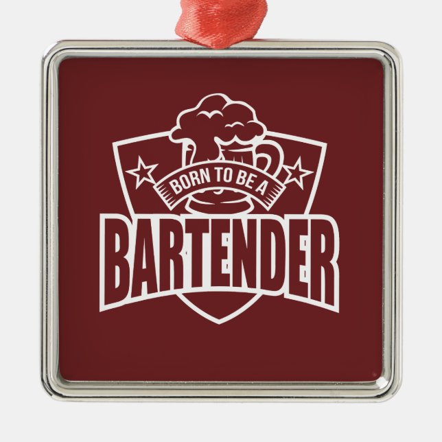 Born To be A Bartender Metal Tree Decoration (Front)
