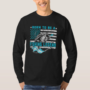 Born To Be A Fishing Legend Vintage Flag America T-Shirt