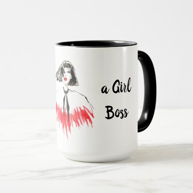 Born to Be a Girl Boss Red Ringer 15oz Mug (Front Right)