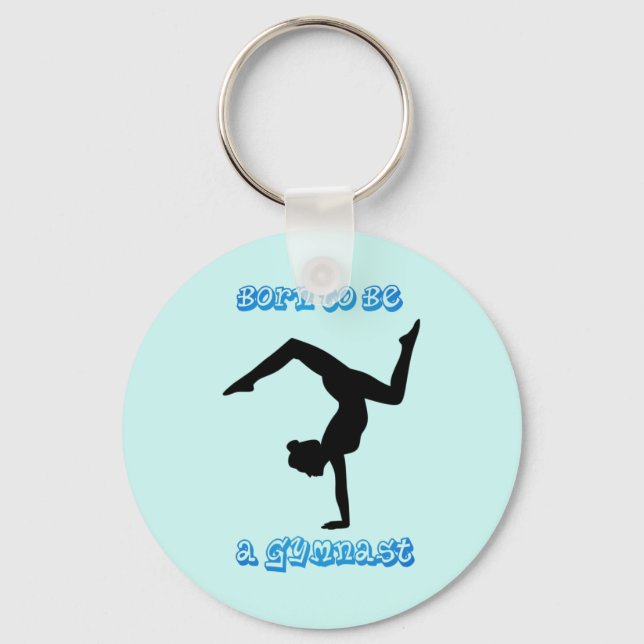 Born to be a Gymnast Button Keychain (Front)