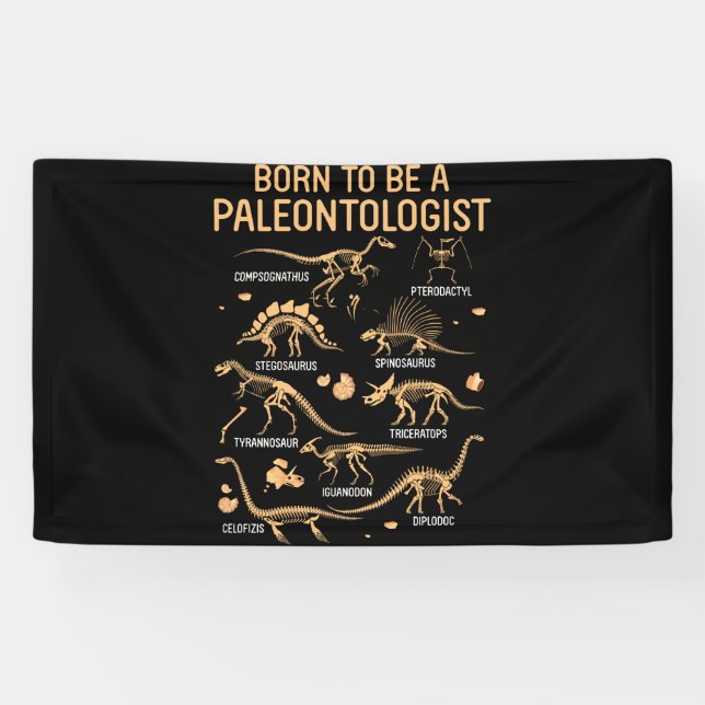 Born to be a PALEONTOLOGIST Skeleton Dinosaurs Banner (Horizontal)