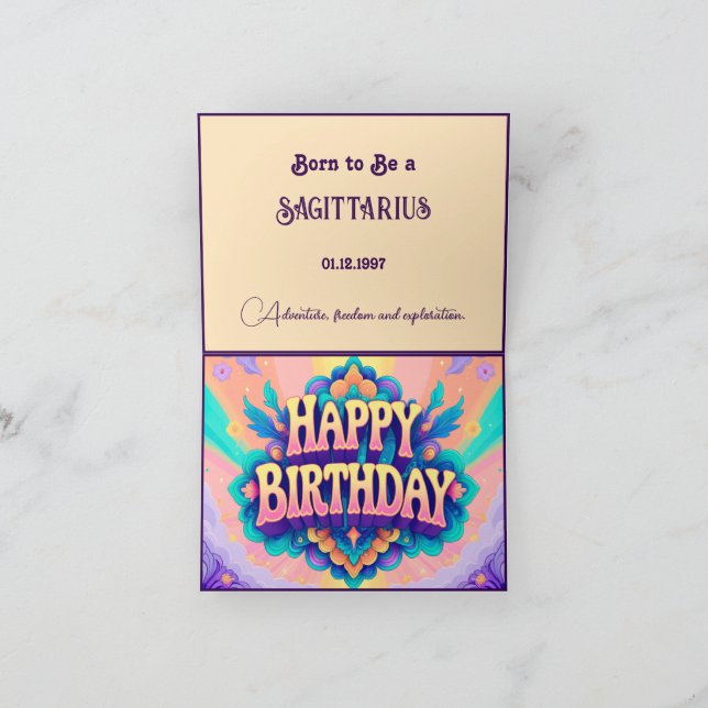 Born to be a Sagittarius for birthday Card (Inside)