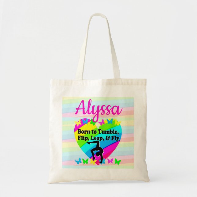 BORN TO BE A TUMBLING QUEEN TOTE BAG (Front)