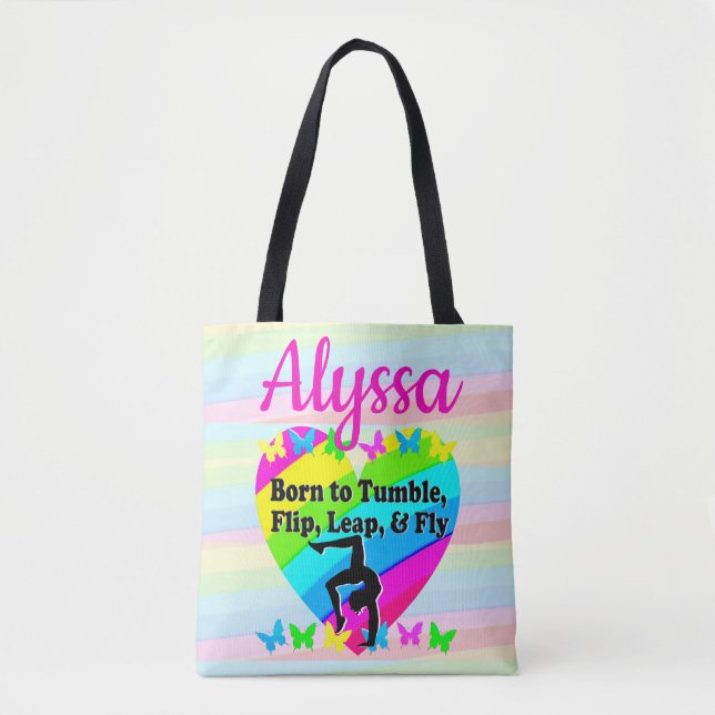 BORN TO BE A TUMBLING QUEEN TOTE BAG (Front)