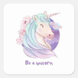 Born to Be a Unicorn Magical Fan Club Square Sticker