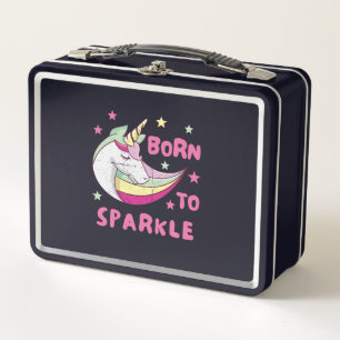 Born to Be a Unicorn Magical Sparkle Metal Lunch Box