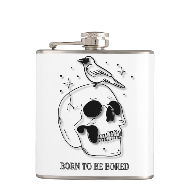 Born To Be Bored Hip Flask (Front)