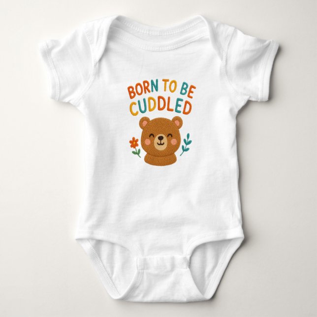 Born to Be Cuddled 🐘💪✨ Baby Bodysuit (Front)