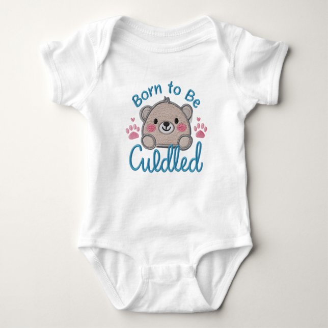 Born to Be Cuddled 🐘💪✨ Baby Bodysuit (Front)