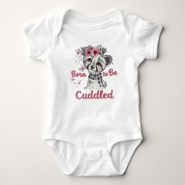 Born to Be Cuddled 🐘💪✨ Baby Bodysuit (Front)