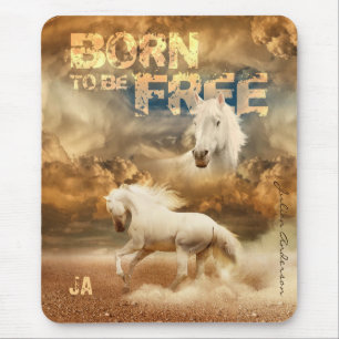 Born to be Free, Beauty of Wildlife: White Horse - Mouse Pad
