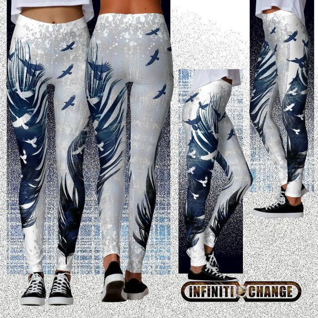 BORN TO BE FREE | Grunge Denim Textured Eagles  Leggings (Creator Uploaded)