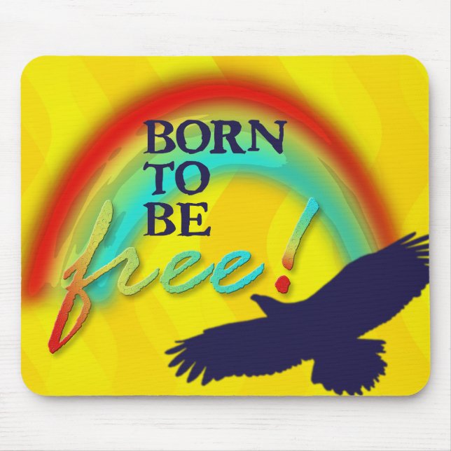 Born To Be FREE | yellow waves Mouse Pad (Front)