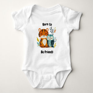 Born to Be Friends Tiger and Owl - Cute Companions Baby Bodysuit
