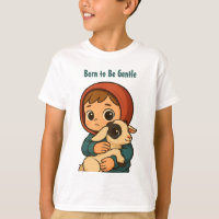 Born to Be Gentle" Cute Child & Lamb Illustration