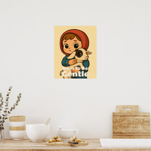 Born to Be Gentle – Sweet Lamb & Child Poster