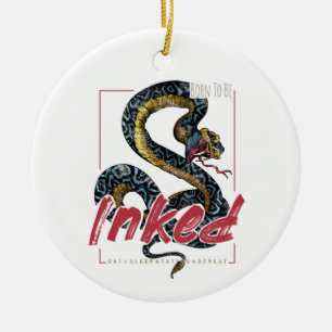 Born To Be Inked Tattoo Design Vintage Snake Ceramic Tree Decoration