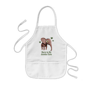 Born to Be Jumbo Cute Baby Elephant Custom Kids Apron