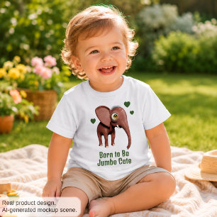 Born to Be Jumbo Cute Baby Elephant Custom T-Shirt