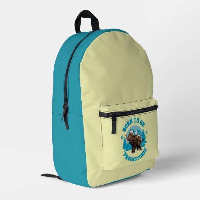 Born to Be Prehistoric Woolly Mammoth Baby Printed Backpack (Back Corner Left)