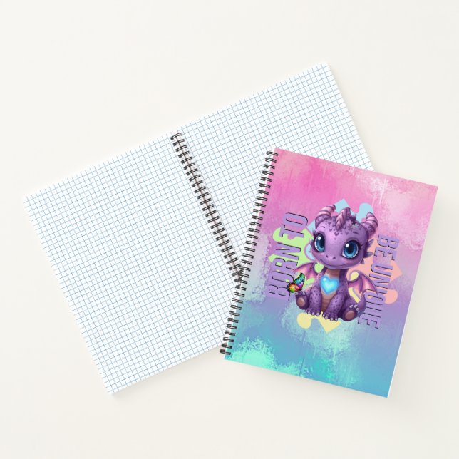 Born to Be Unique Cute Dragon - Autism Awareness Notebook (Inside)