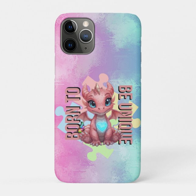 Born to Be Unique Cute Pink Dragon– Inspirational  Case-Mate iPhone Case (Back)