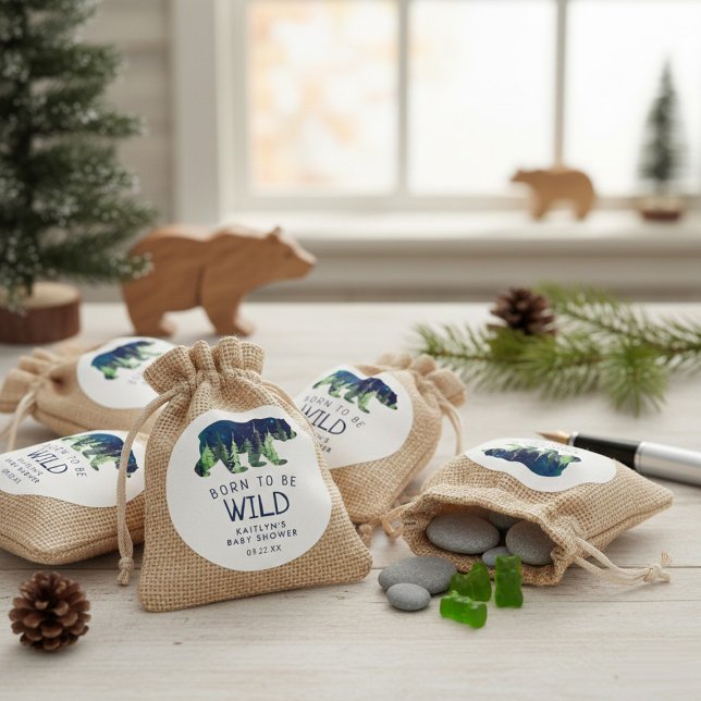 Born To Be Wild Baby Shower Classic Round Sticker (Creator Uploaded)