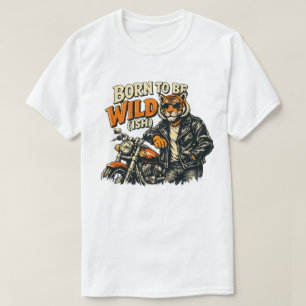 Born to Be Wild...Funny Tiger Motorcycle Graphic T-Shirt