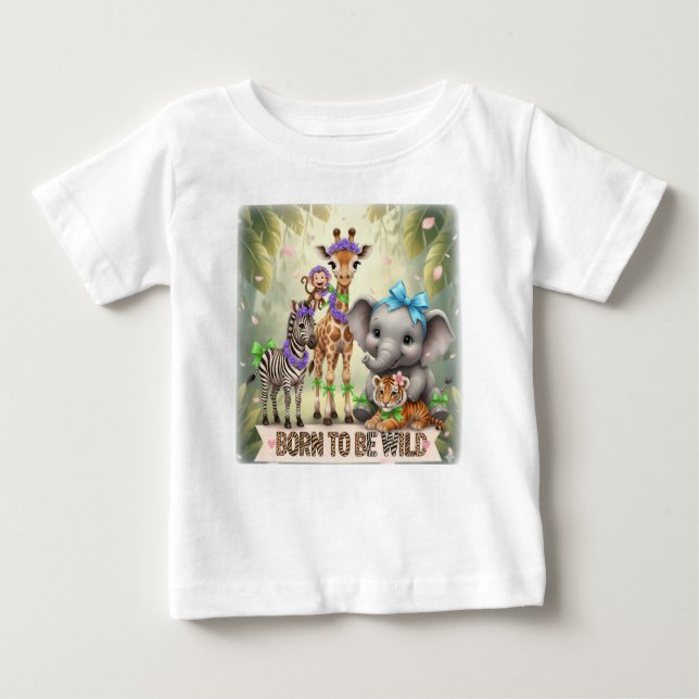 Born to Be Wild - Jungle  babies - Baby T-Shirt (Front)