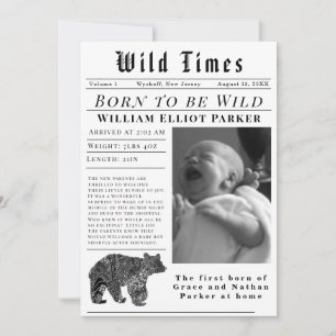 Born to be Wild Newborn Times Birth Announcement