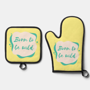 born to be wild oven mitt & pot holder set