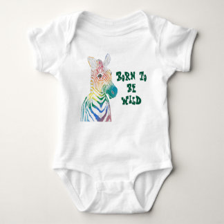 Born to Be Wild Rainbow Zebra Baby Bodysuit