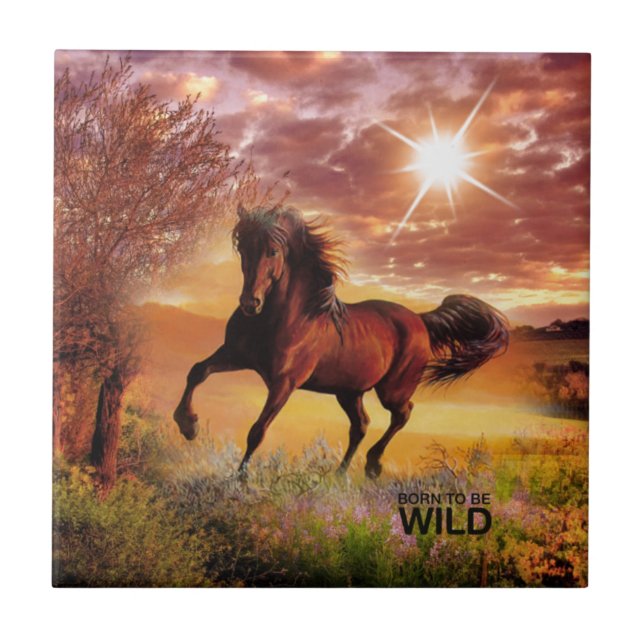 Born To Be Wild Running Horse Tile (Front)