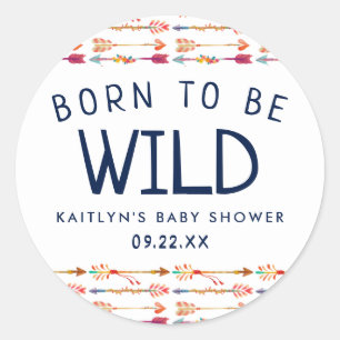 Born To Be Wild Tribal Boho Arrows Baby Shower Classic Round Sticker