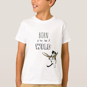 Born To Be Wild Tuxedo Kitty Cat Kid's T-Shirt