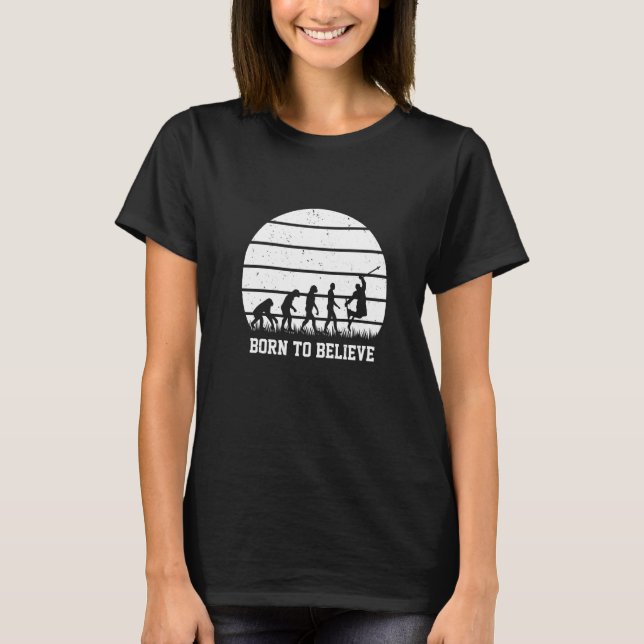 Born To Believe Skiing Champ King Sunset Backgroun T-Shirt (Front)