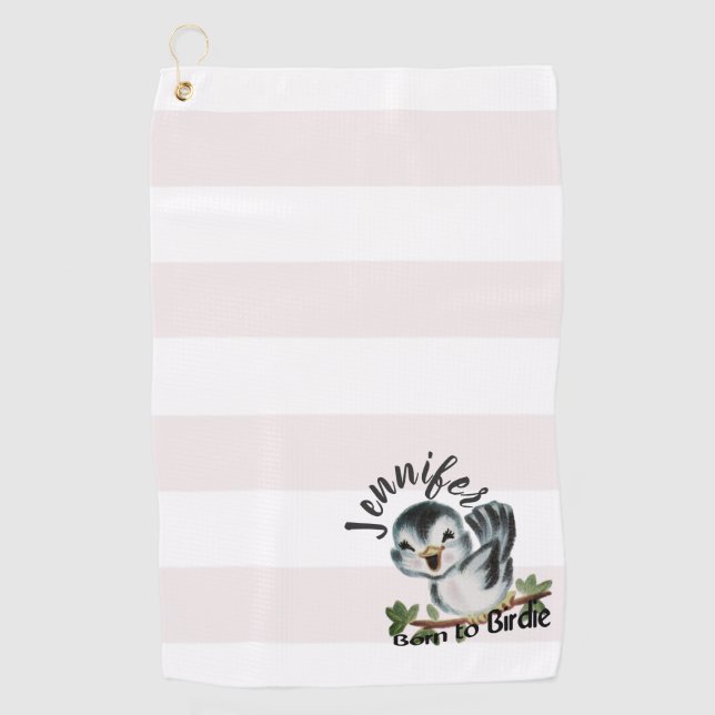 Born to Birdie Personalised Golf Gifts for Women Towel (Front)