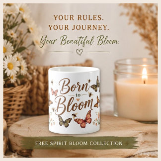 Born to Bloom Roses and Butterflies Bees Boho Coffee Mug