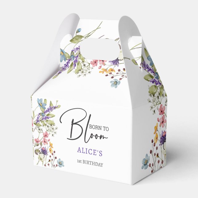 Born to bloom wild flowers kids birthday favour box (Front Side)