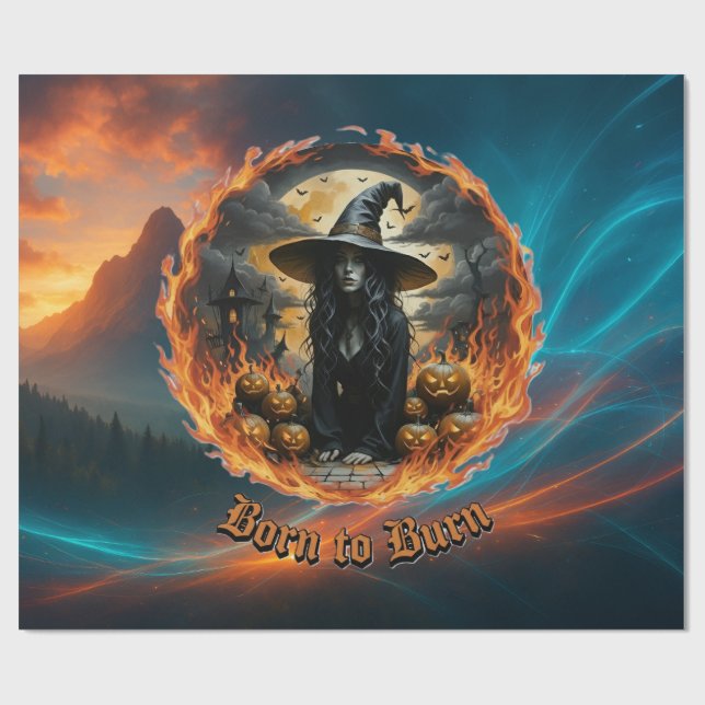 Born to Burn Dark Witch Wrapping Paper (Flat)