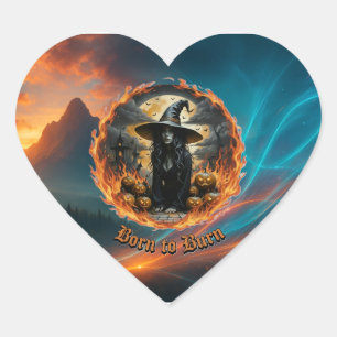 Born to Burn Witch & Fire Heart Sticker